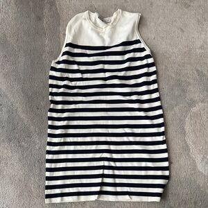 Zara Navy and Beige Striped Mini Dress